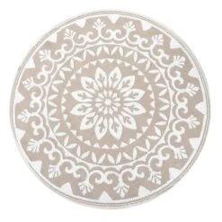 Buitenkleed Rond Mandala / Palm Design - ⌀ 150 Cm