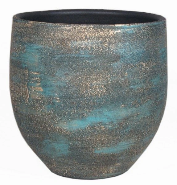Floran Pot Madeira D28 H28cm Blauw Goud 3 Floran Pot Madeira D28 H28cm Blauw Goud